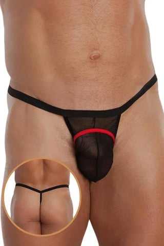Micro Thong Black Red Pouch