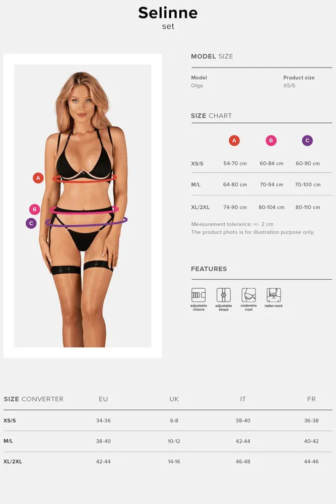 Σετ εσωρούχων Obsessive Selinne Μαύρο OB3182