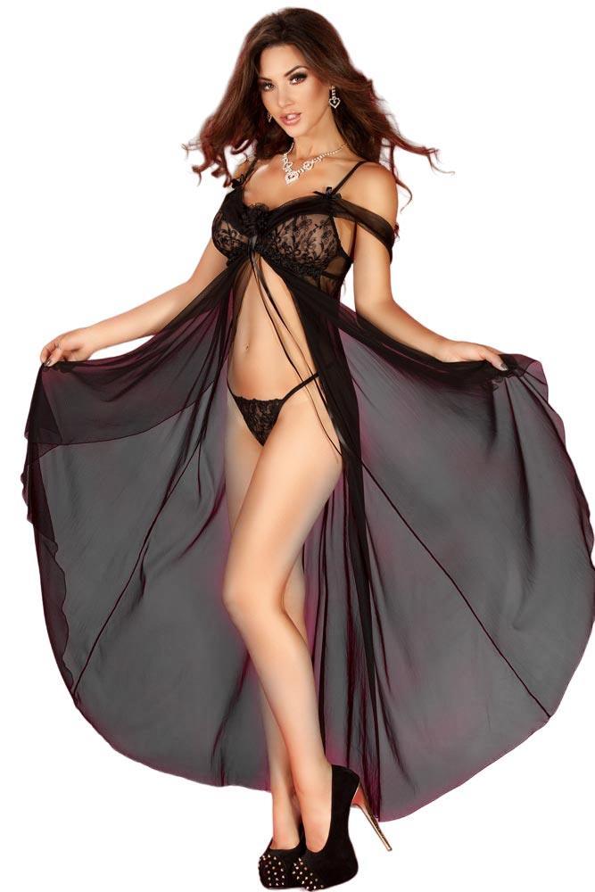 Chilirose - Γυναικείο σετ Babydoll - Chilirose Babydoll and String Black CR-3716-B - E-string.gr