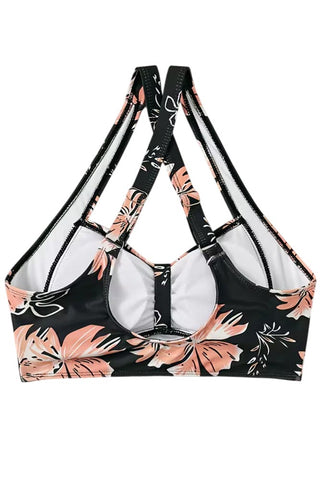 Floral bralette μαγιό με ρυθμιζόμενη χιαστί πλάτη