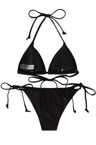 Γυναικείο μαύρο bikini μαγιό με κορδόνια – ghost πίσω όψη με κλασικό κόψιμο στο κάτω μέρος