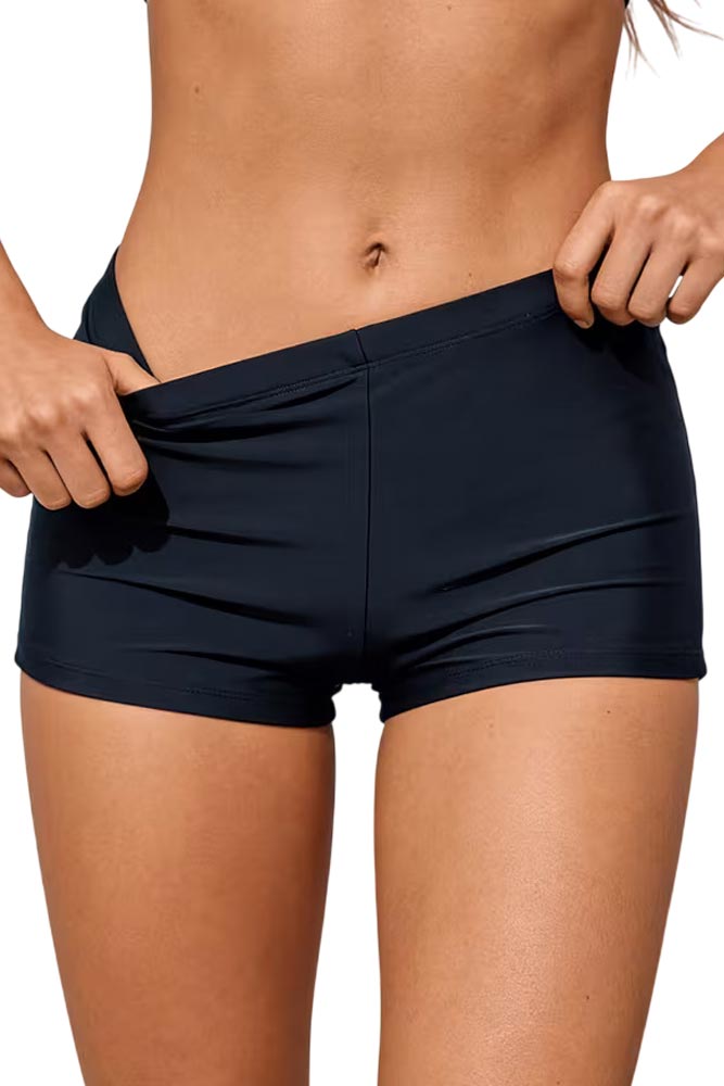 Boy shorts γυναικείο μαγιό σε μαύρο χρώμα χωρίς κορδόνια