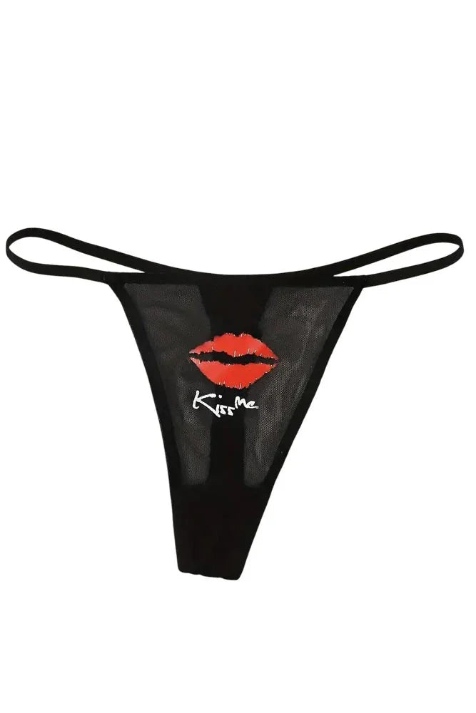 Εσώρουχο Annamu String Kiss me Μαύρο A-1008