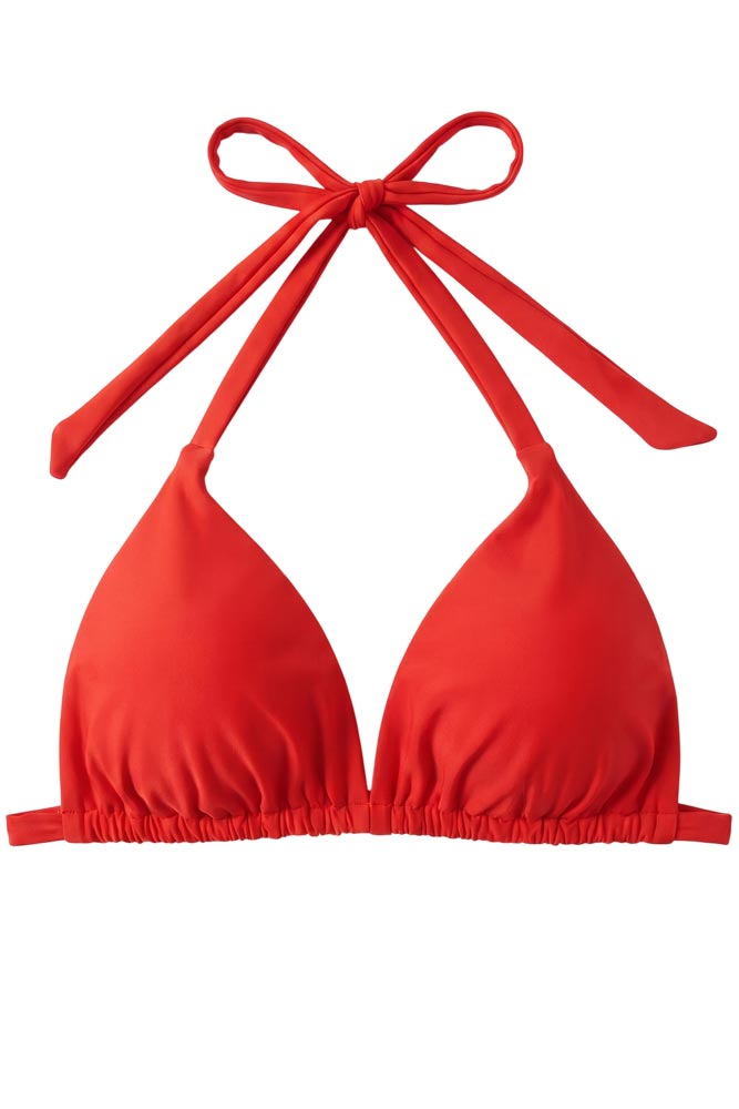 Κόκκινο bikini top τριγωνάκι για μεγάλο στήθος χωρίς μπανέλα