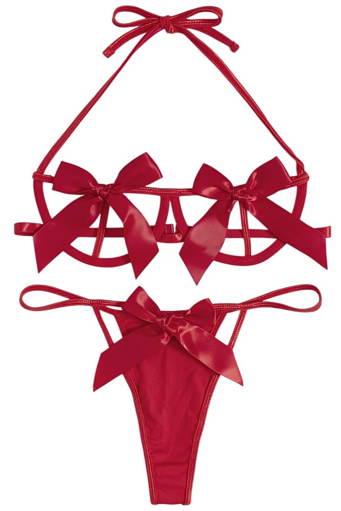 Κόκκινο Σετ Lingerie Annamu – Εσώρουχα με Μπανέλα περίγραμμα
