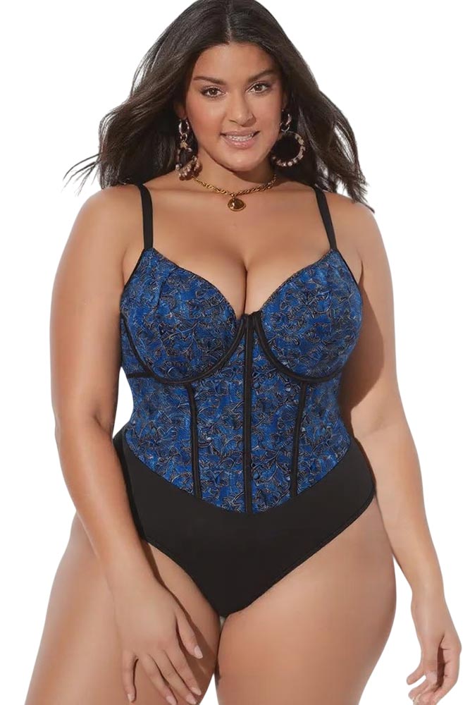 Γυναικείο Κορμάκι Plus Size Annamu Μαύρο Μπλε A-1113