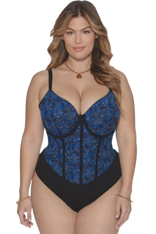 Γυναικείο Κορμάκι Plus Size Annamu Μαύρο Μπλε A-1113