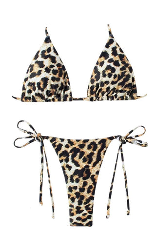 Leopard print μαγιό τρίγωνο χωρίς μπανέλα με διπλό ύφασμα