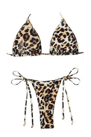 Sexy λεοπάρ μπικίνι string με πλαϊνά δεσίματα e-string collection