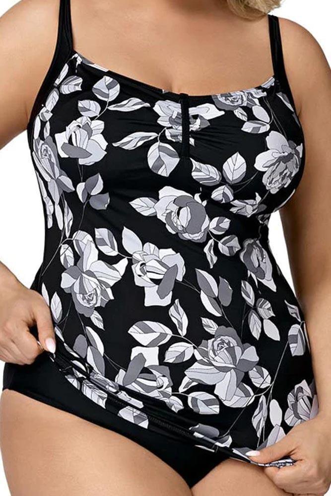 Lorin - Γυναικείο Μαγιό - Tankini Lorin Μαύρο Γκρι L-5124 - E-string.gr
