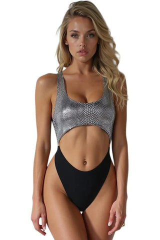 Ολόσωμο Μαγιό με Snake Print & Cut-Out Σχέδιο – Μοναδικό Στυλ & Απόλυτη Θηλυκότητα