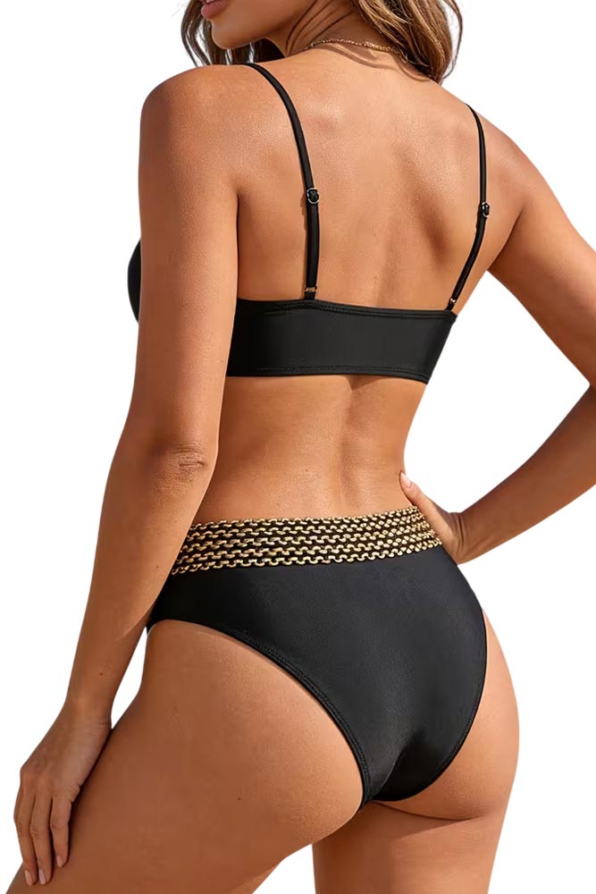 Boho-chic μαύρο μαγιό string χωρίς μπανέλα e-string collection
