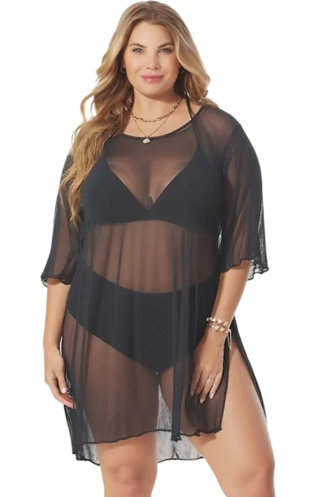 Παρεό Φόρεμα Plus Size Annamu Μαύρο A-1050