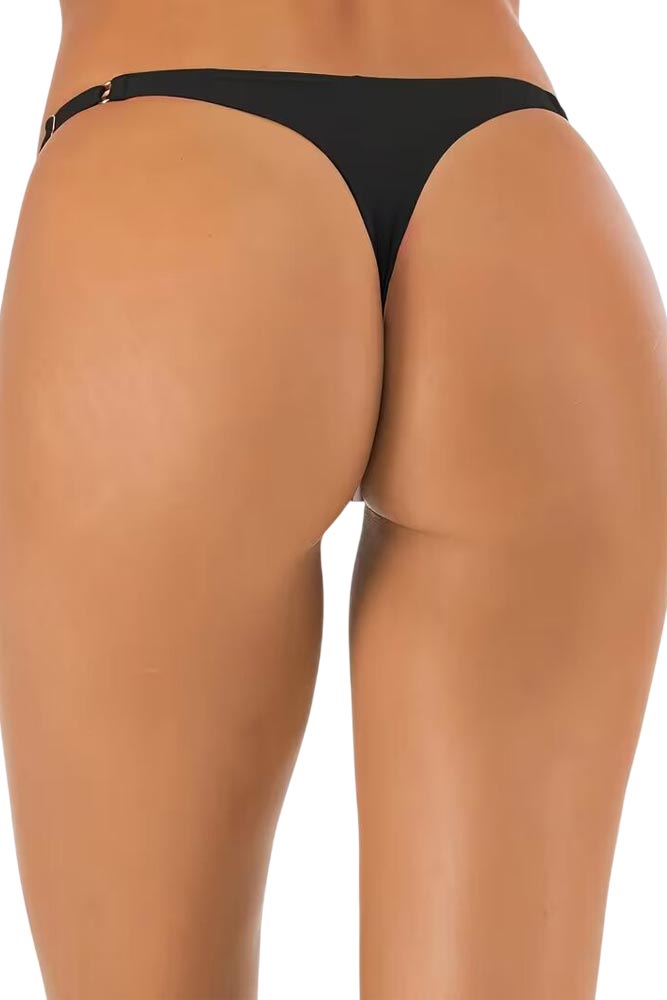 Πίσω όψη γυναικείο μαγιό string μαύρο thong minimal