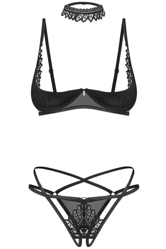 Γυναικείο σετ εσωρούχων Obsessive Donarella 3-pcs set Μαύρο OB6756