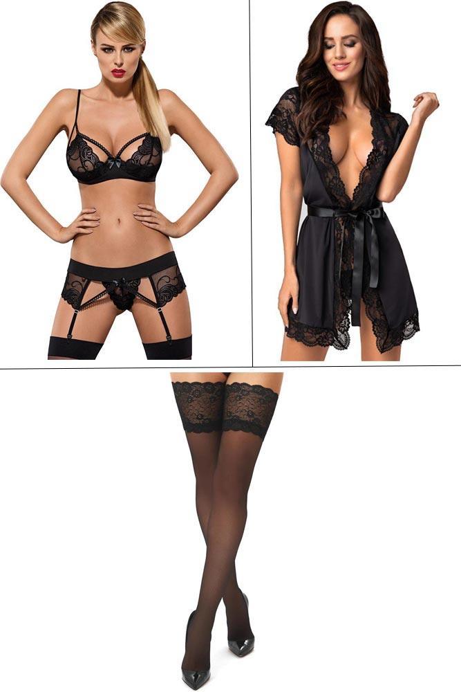 Sexy Set - Ρόμπα και Κάλτσες μαύρα
