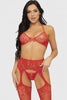 Video for Γυναικείο σετ εσώρουχα - Leg Avenue Bra, string and stockings Κόκκινο LG81656-Red