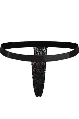 Sexy string με δαντέλα & πλαϊνό κούμπωμα Annamu Μαύρο A-1095