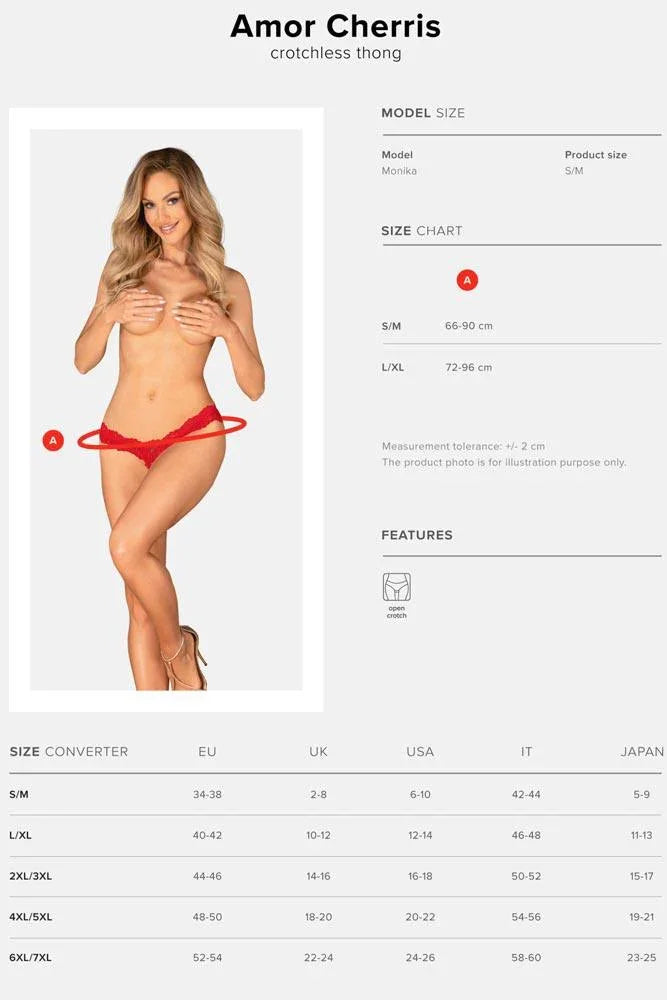 Εσώρουχο Obssesive Cherris Crotchless thong Κόκκινο OB5360