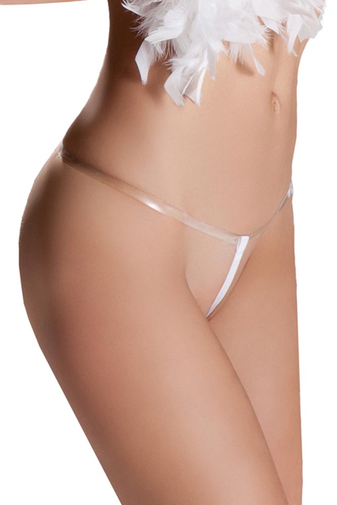 Λεπτομέρεια αόρατης σιλικόνης σε λευκό string Passion