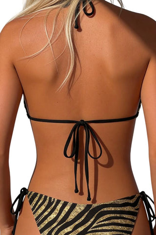 Bronze bikini set με ρυθμιζόμενα κορδόνια