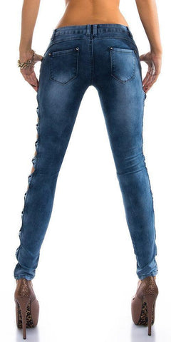 KouCla - Παντελόνι Τζιν - Jeans with bows and lace K600-199 - E-string.gr