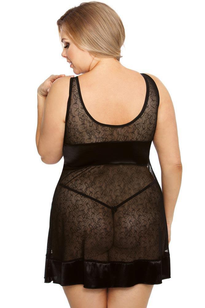 Anais - PLUS SIZE Babydoll - AS Elysia Μαύρο AS10034 - E-string.gr