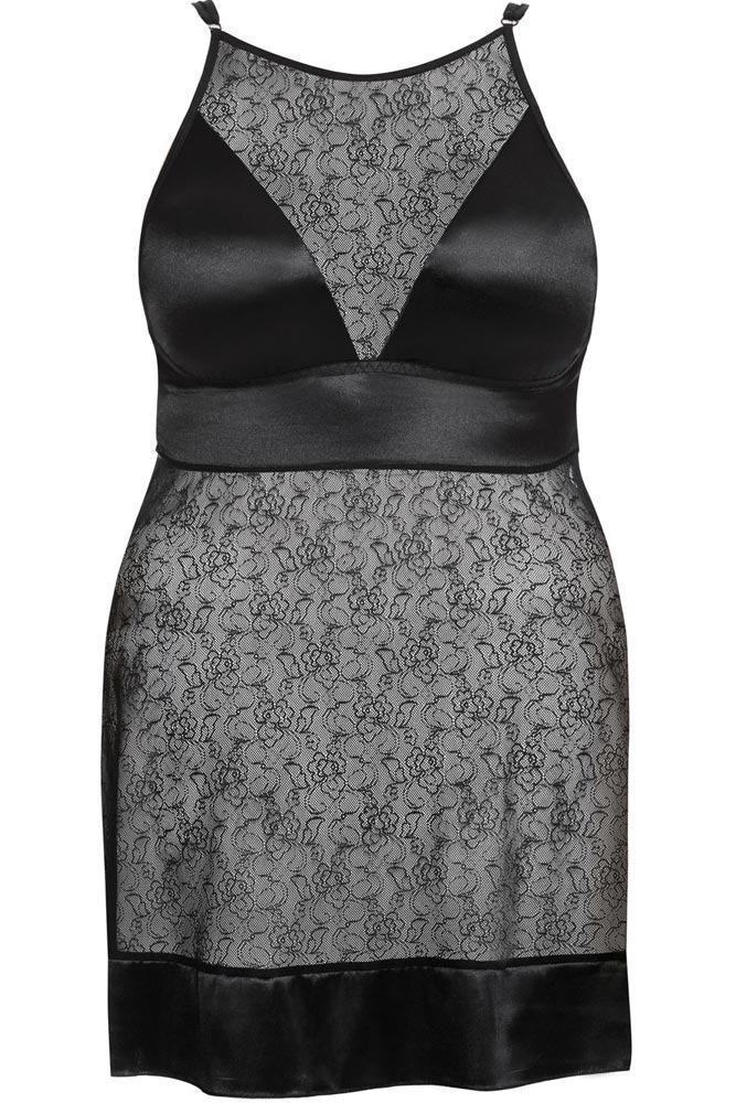 Anais - PLUS SIZE Babydoll - AS Elysia Μαύρο AS10034 - E-string.gr