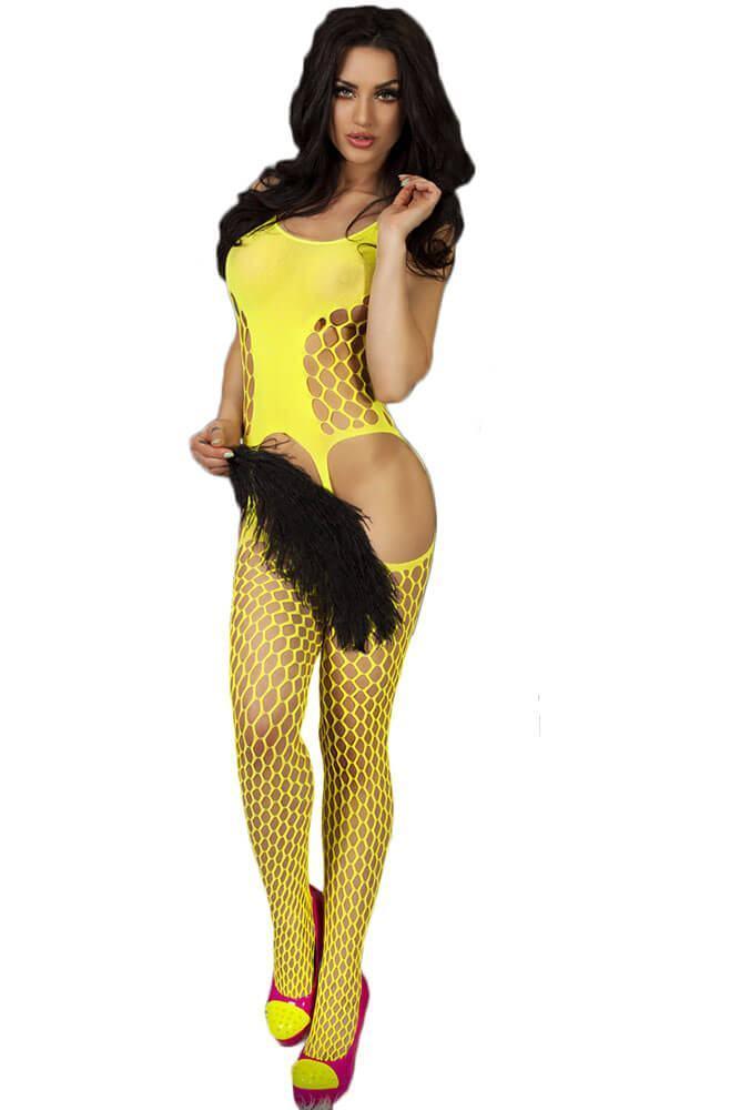 Chilirose - Ολόσωμο καλσόν Αυτοκινήτου - Chilirose Bodystocking Yellow CR-3282-Yellow - E-string.gr