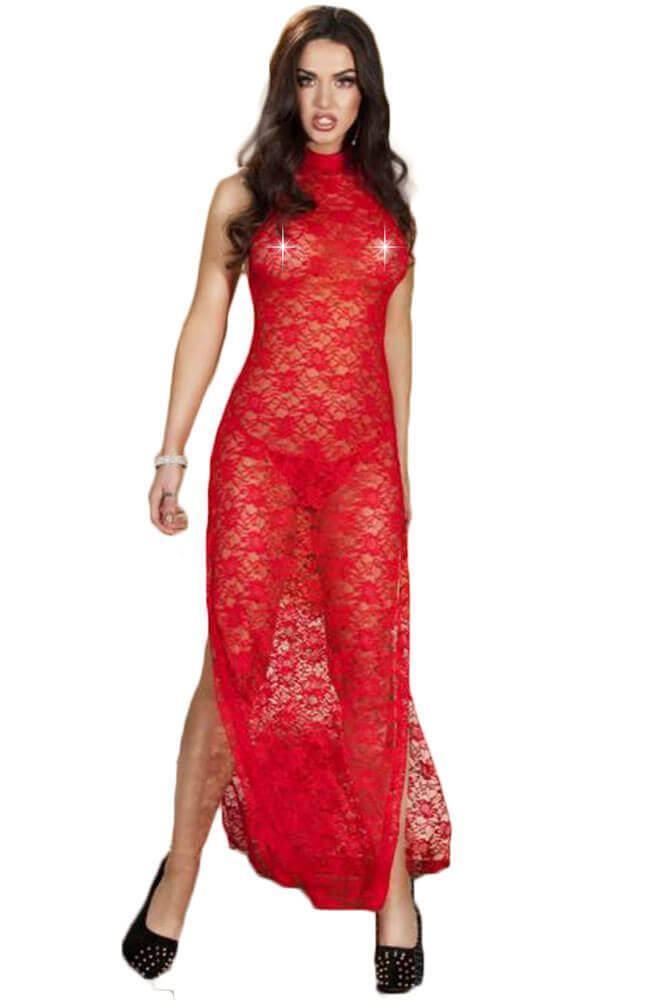 Chilirose - Γυναικείο μακρύ Babydoll - Chilirose Long Babydoll Red CR-3506-R - E-string.gr