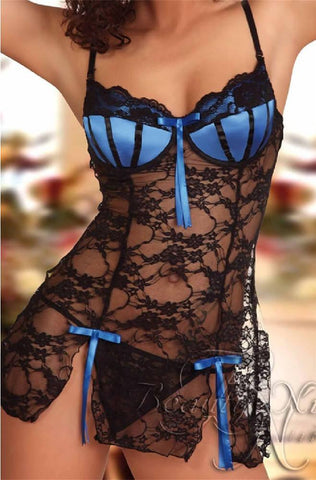 Beauty Night - Babydoll - Abigail Black-Blue BN6109 - E-string.gr