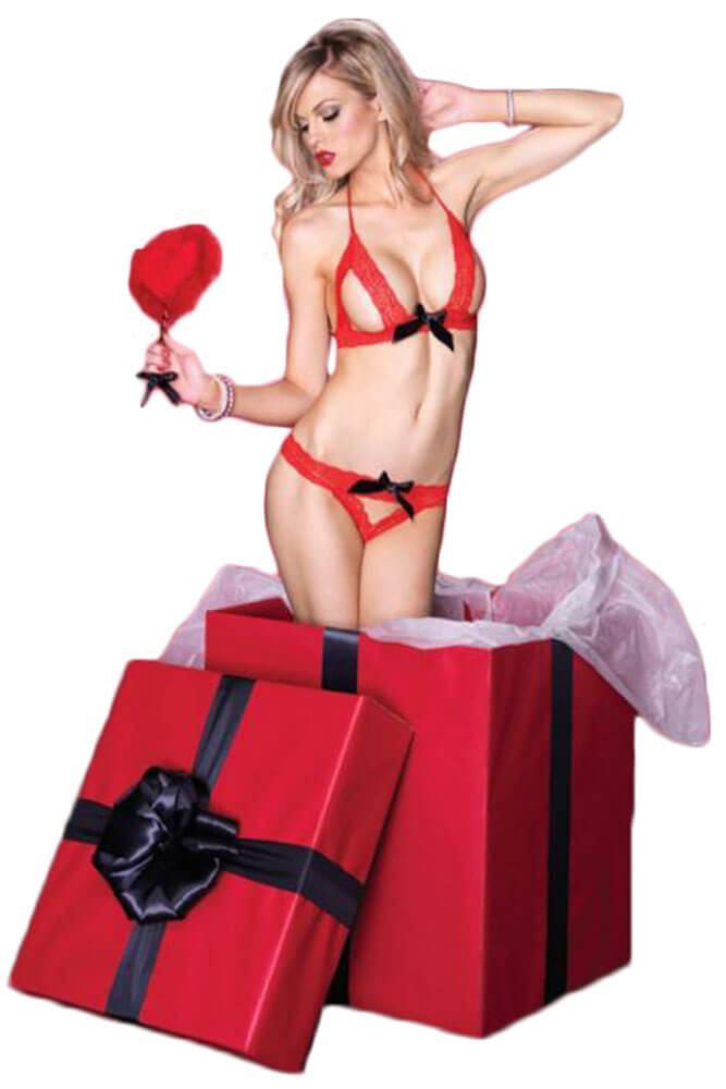 Leg Avenue - Γυναικείο Εσώρουχο- Leg Avenue Top, Panty And Heart Paddle LG3809 - E-string.gr