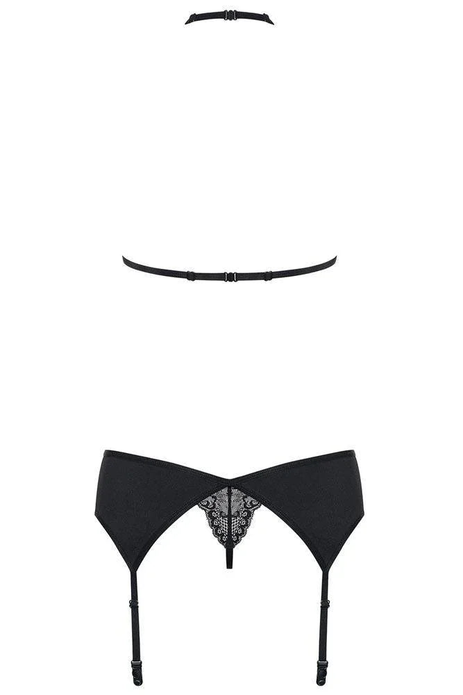 Obsessive - Γυναικείο σετ εσωρούχων- Obsessive Charmea set 3 pcs black OB1779 - E-string.gr