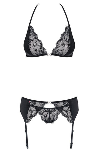 Obsessive - Γυναικείο σετ εσωρούχων- Obsessive Charmea set 3 pcs black OB1779 - E-string.gr
