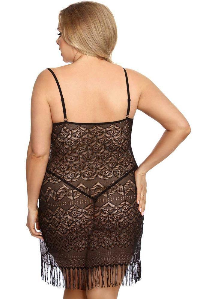 Anais - PLUS SIZE Babydoll - AS Geali chemise Μαύρο AS10049 - E-string.gr