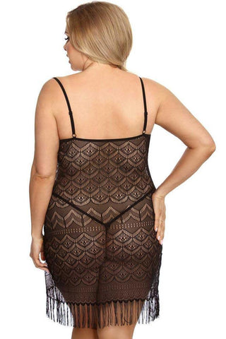 Anais - PLUS SIZE Babydoll - AS Geali chemise Μαύρο AS10049 - E-string.gr