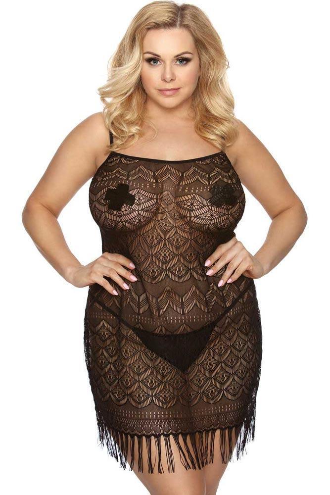Anais - PLUS SIZE Babydoll - AS Geali chemise Μαύρο AS10049 - E-string.gr