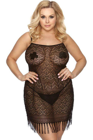 Anais - PLUS SIZE Babydoll - AS Geali chemise Μαύρο AS10049 - E-string.gr
