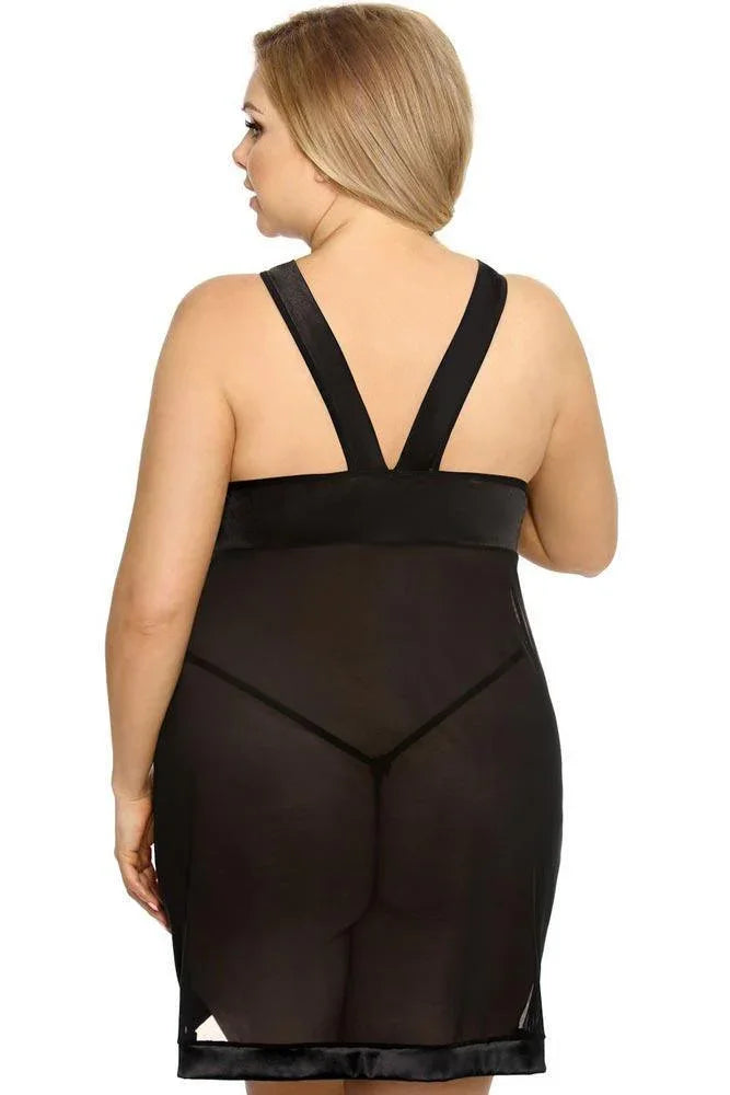 Anais - PLUS SIZE Babydoll - AS Samara chemise Μαύρο AS10044 - E-string.gr