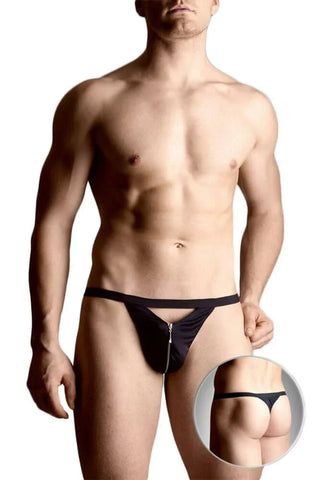 Softland - Ανδρικό εσώρουχο - BLACK THONG WITH ZIPPER SFT4497-B - E-string.gr
