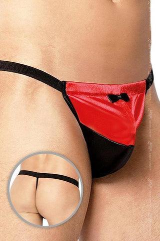 Softland - Ανδρικό εσώρουχο - Micro Thong Bow Tie Μαύρο Κόκκινο SFT4417 - E-string.gr
