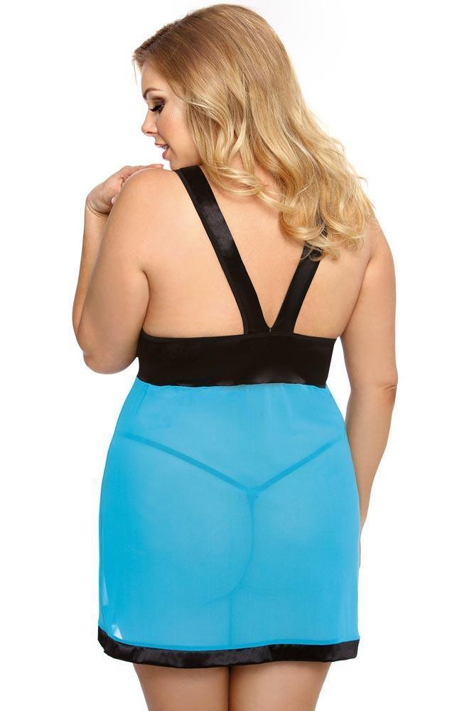 Anais - PLUS SIZE Babydoll - AS Liessa chemise Γαλάζιο AS10026 - E-string.gr