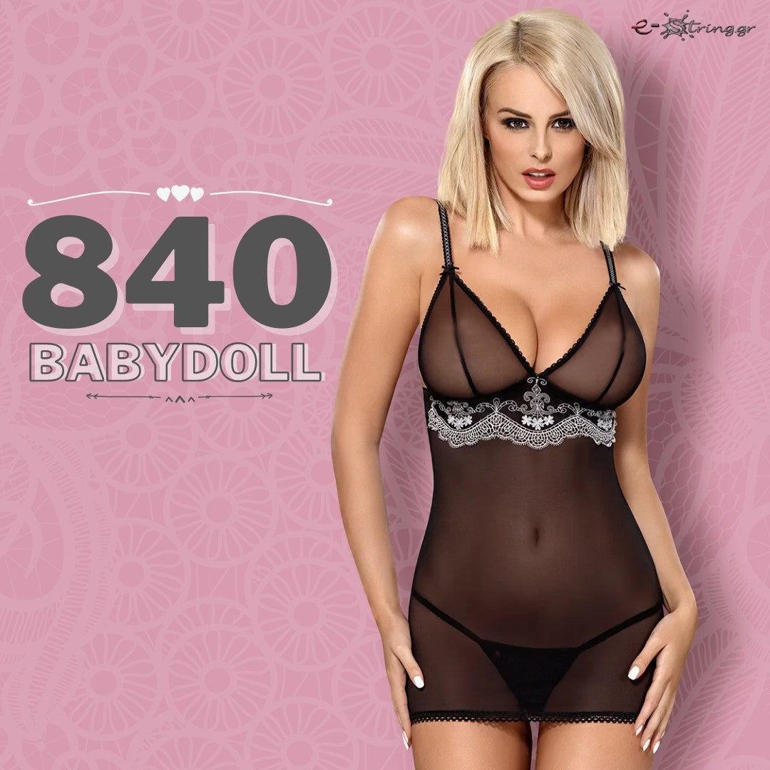 Obsessive - Γυναικείο Babydoll - Obsessive 840 Chemise Μαύρο OB6057 - E-string.gr