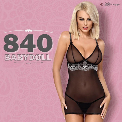 Obsessive - Γυναικείο Babydoll - Obsessive 840 Chemise Μαύρο OB6057 - E-string.gr