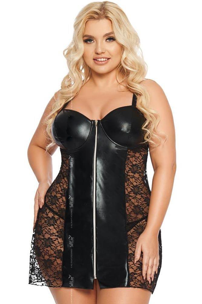 Softland - Babydoll μεγάλο μέγεθος - Softine Babydoll Marion Μαύρο SFL1900-Black - E-string.gr