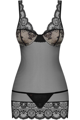 Obsessive - Γυναικείο Babydoll - Obsessive 853 Chemise and thong Μαύρο OB7740 - E-string.gr