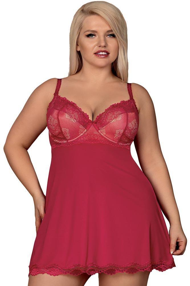 Obsessive - Γυναικείο Babydoll - Obsessive Rosalyne babydoll and thong XXL Κόκκινο OB4151 - E-string.gr
