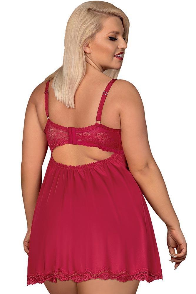 Obsessive - Γυναικείο Babydoll - Obsessive Rosalyne babydoll and thong XXL Κόκκινο OB4151 - E-string.gr