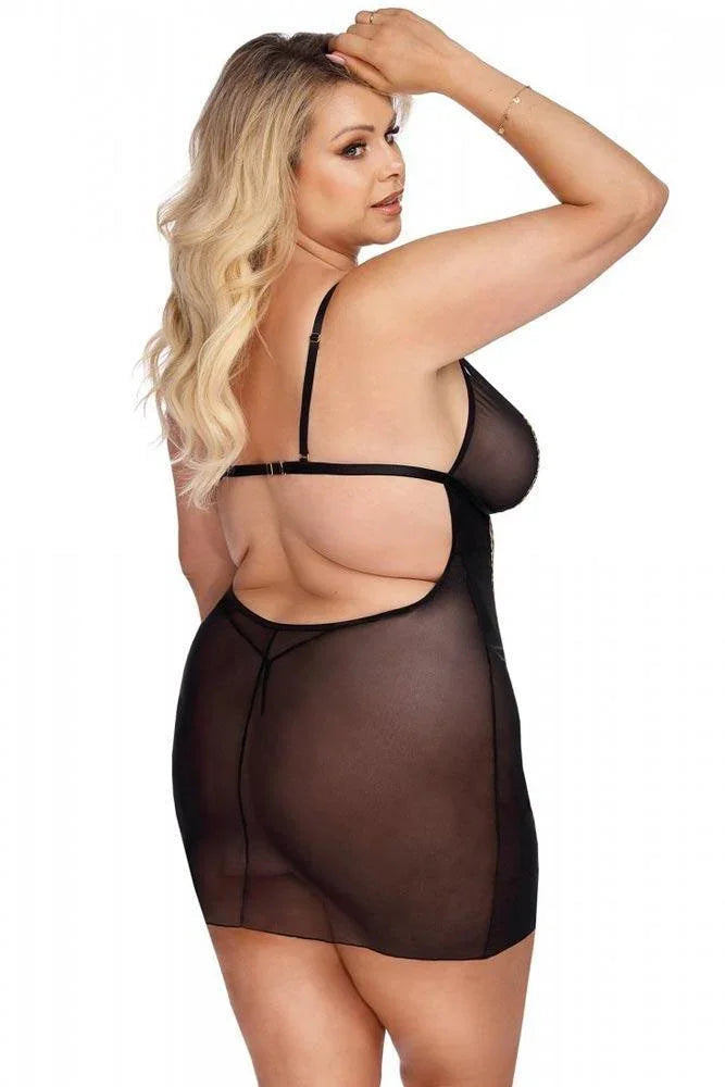 Anais - PLUS SIZE Babydoll - AS Marciana chemise Λεοπαρ AS10055 - E-string.gr