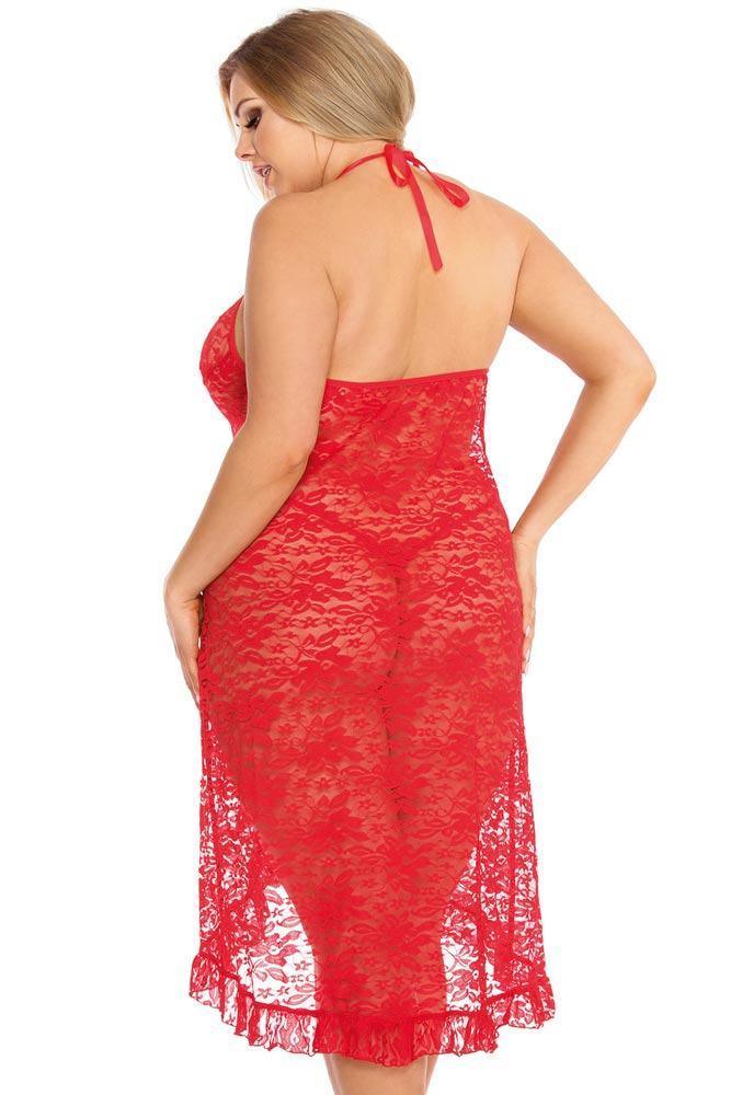 Anais - PLUS SIZE Babydoll - AS Dion chemise κόκκινο AS10040 - E-string.gr